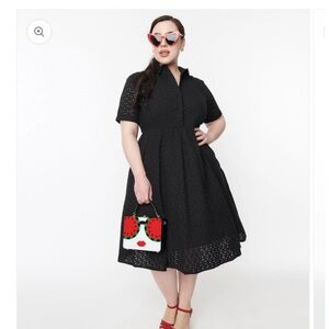 Black Eyelet Swing Dress